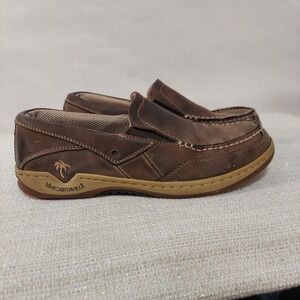 Margaritaville Havana Leather Slip On Boat Shoes Brown Size 9 Loafer